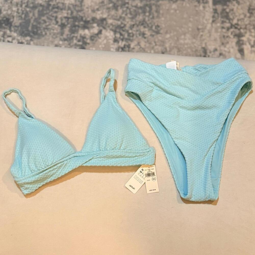 NWT Aerie Light Blue Textured Bikini Set Size S